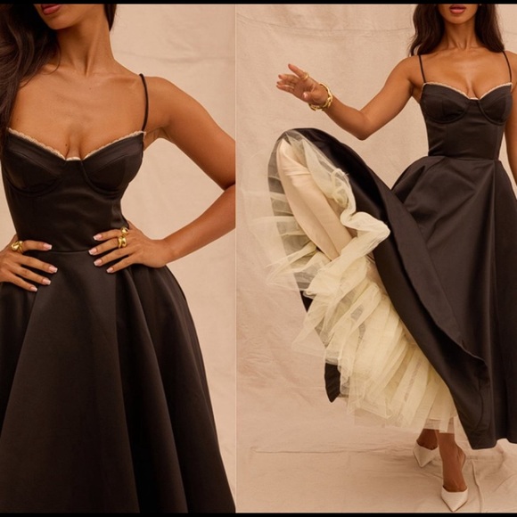 HOUSE OF CB MADEMOISELLE BLACK TULLE DRESS MEDIUM - Picture 8 of 14